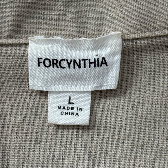 ForCynthia Sleeveless Shirt Dress Linen Blend Button-Up Smocked Pockets Size L - Picture 4 of 8